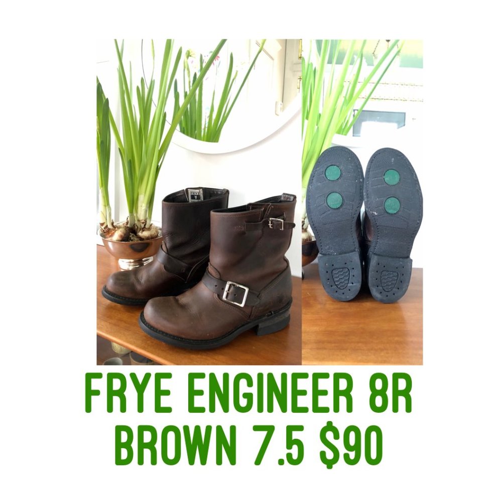 Frye Engineer Boots, Brown, Size 7.5